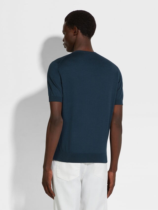 Dark Teal Blue Premium Cotton T-shirt Product detail photo #4