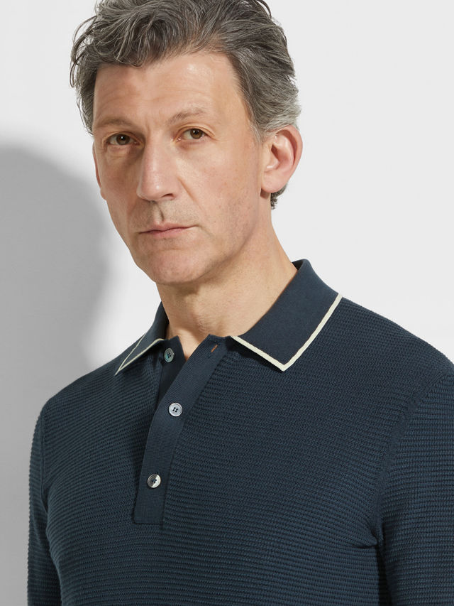 Dark Teal Blue Premium Cotton Polo Shirt Product detail photo #1