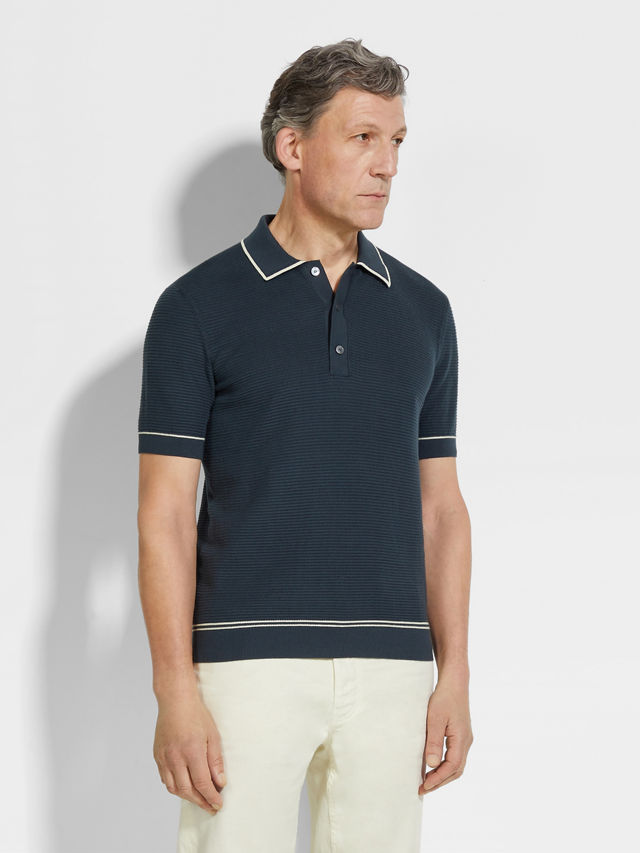 Dark Teal Blue Premium Cotton Polo Shirt Product detail photo #3