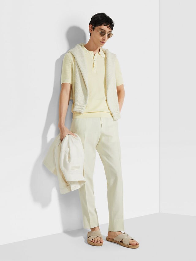 Light Yellow Premium Cotton Polo Shirt Product detail photo #2