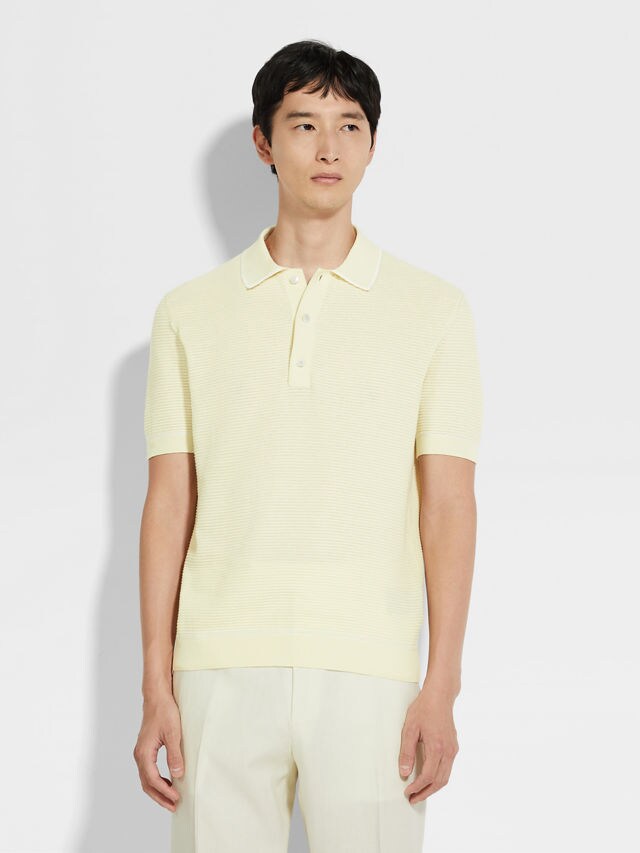 Light Yellow Premium Cotton Polo Shirt Product detail photo #3
