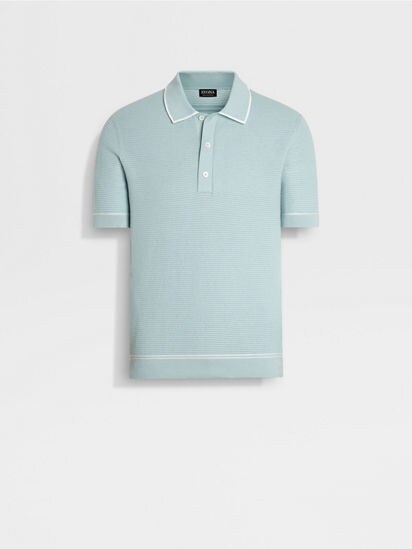 Light Blue Premium Cotton Polo Shirt SS25 33984301 | Zegna CZ