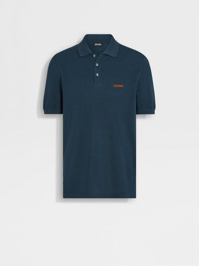 Dark Teal Blue Cotton Polo Shirt SS25 33706713 | Zegna SG