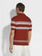 Brick Red Light Blue and White Cotton and Silk Polo Shirt Product detail photo #4