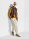 Ochre Mélange Silk Cashmere and Linen Crewneck Product detail photo #2