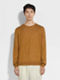 Ochre Mélange Silk Cashmere and Linen Crewneck Product detail photo #3