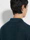 Dark Teal Blue Silk and Cashmere Polo Shirt Product detail photo #1