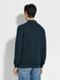Dark Teal Blue Silk and Cashmere Polo Shirt Product detail photo #4