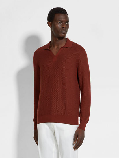 Brick Red Silk and Cashmere Polo Shirt SS25 33705463 | Zegna US Brick Red Silk and Cashmere Polo Shirt SS25 33705463 | Zegna US