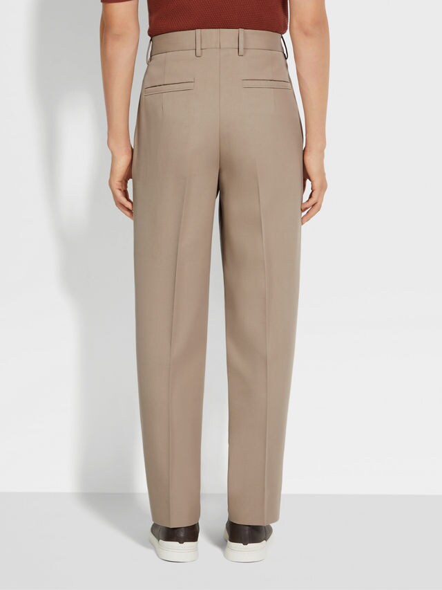 Light Taupe Cotton and Wool Pants Product detail photo #5