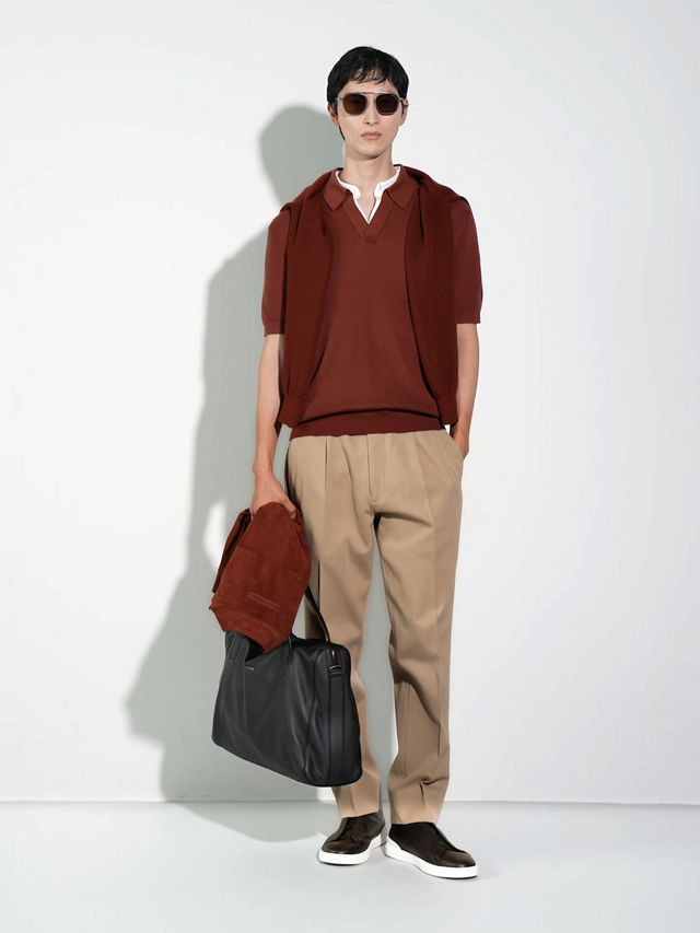 Light Taupe Cotton and Wool Pants