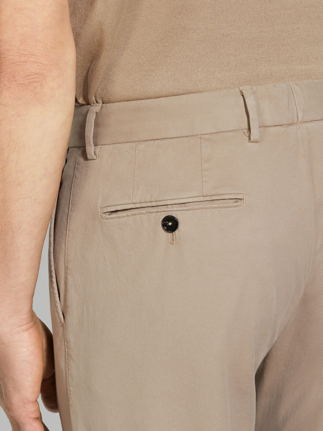 Light Taupe Stretch Premium Cotton Pants Product detail photo #1