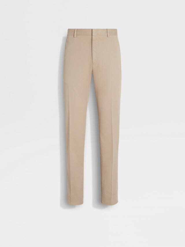 Light Taupe Stretch Premium Cotton Pants Main product photo