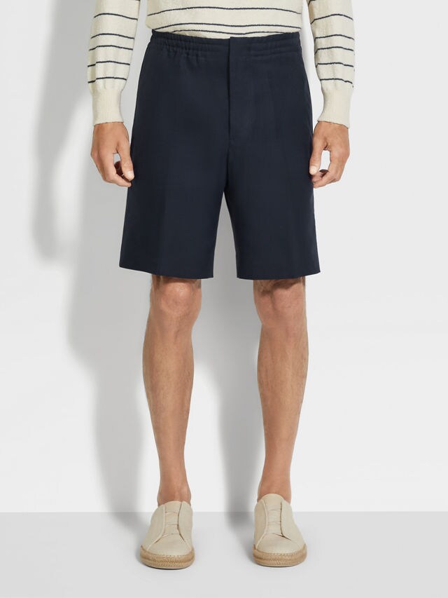 Navy Blue Oasi Lino Shorts Product detail photo #4