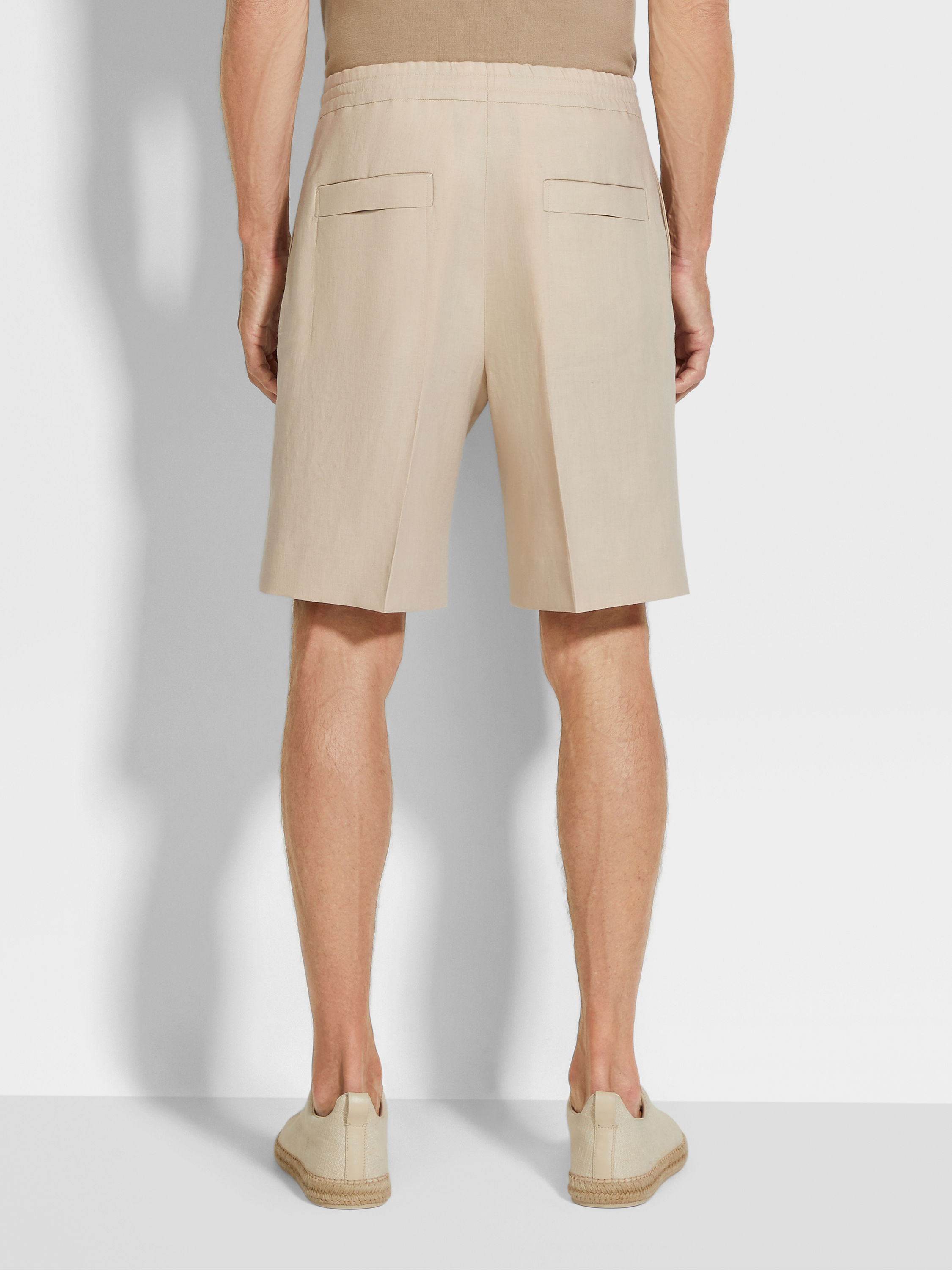 Light Taupe Oasi Lino Shorts Product detail photo #5