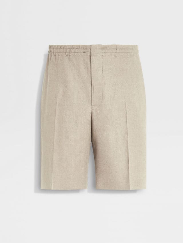 Light Taupe Oasi Lino Shorts Main product photo