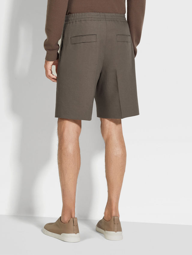 Dark Taupe Oasi Lino Shorts Product detail photo #5