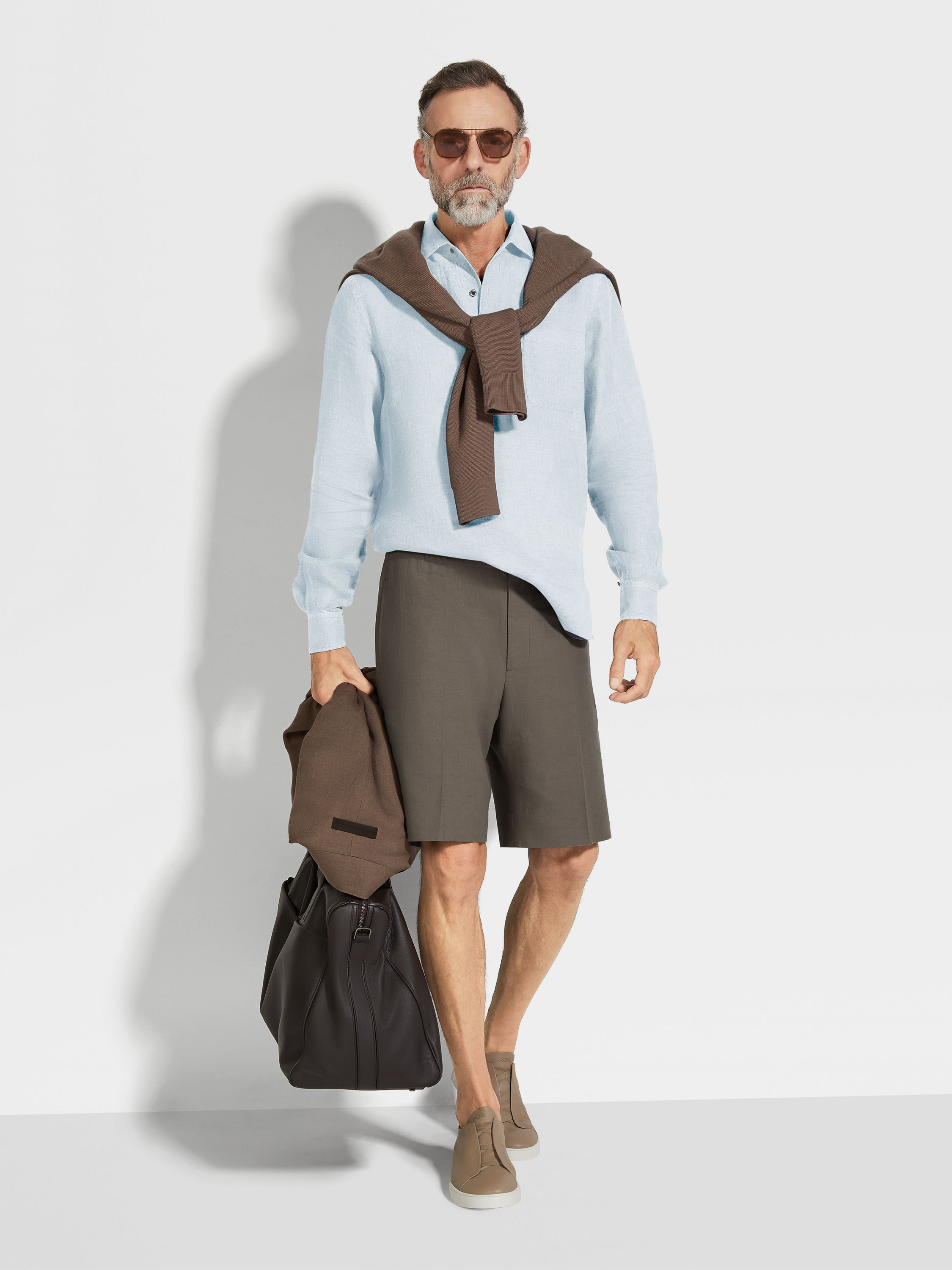 Dark Taupe Oasi Lino Shorts Product detail photo #2