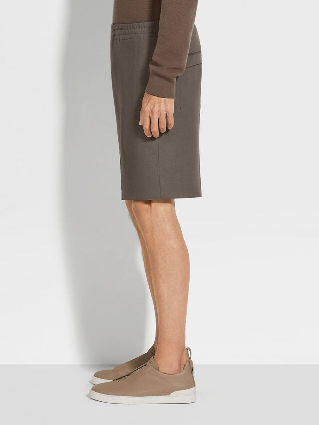 Dark Taupe Oasi Lino Shorts Product detail photo #3