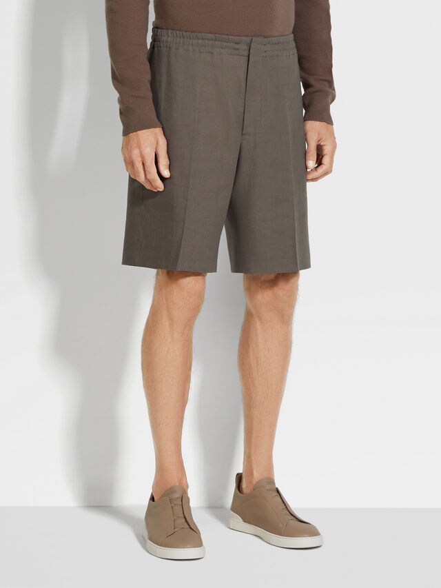 Dark Taupe Oasi Lino Shorts Product detail photo #4