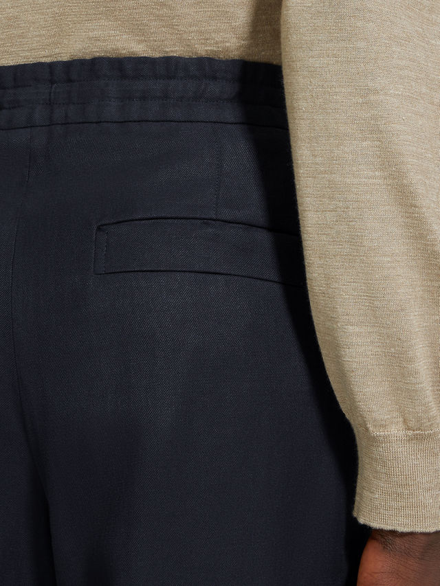Navy Blue Oasi Lino Pants Product detail photo #1