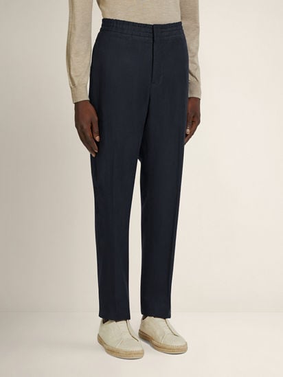 Navy Blue Oasi Lino Pants SS26 34498663 | Zegna US