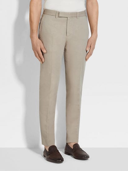 Light Taupe Summer Chino Cotton and Linen Pants SS25