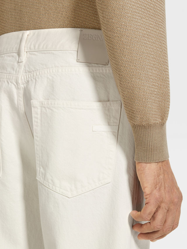 White Stone-washed Cotton Roccia Jeans Product detail photo #1