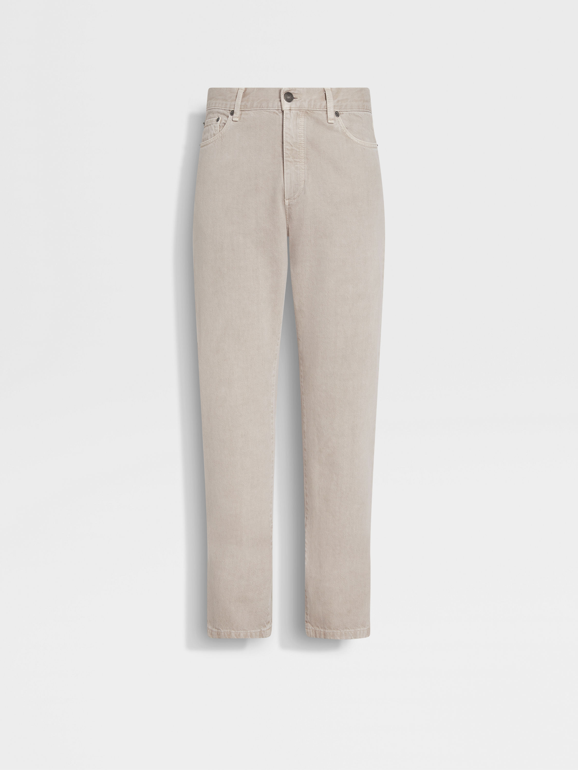 Light Taupe Stone-washed Cotton Roccia Jeans Product detail photo #1