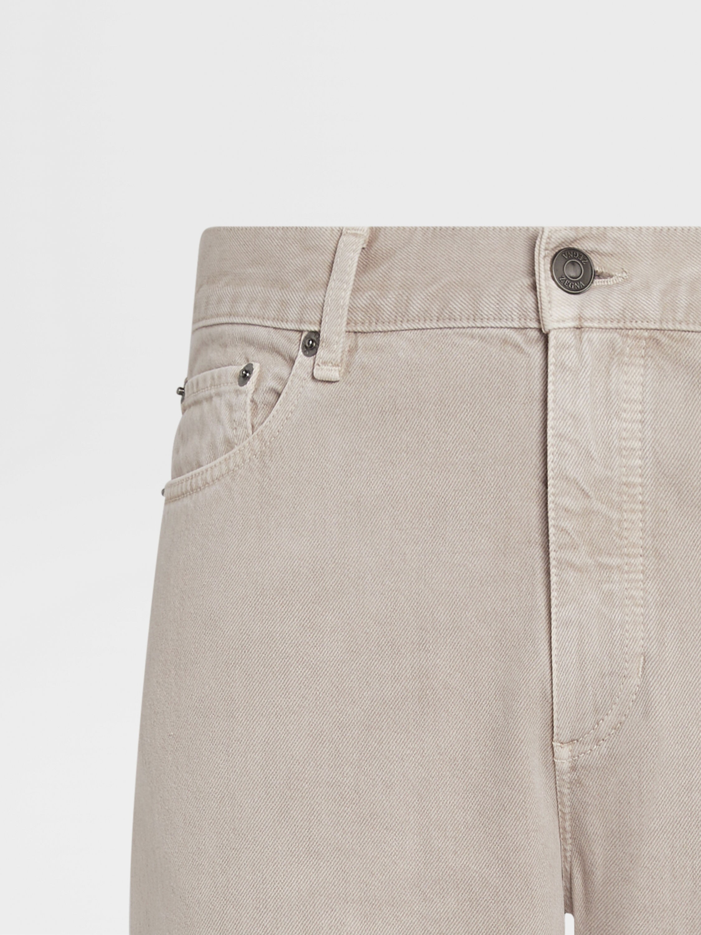 Light Taupe Stone-washed Cotton Roccia Jeans Product detail photo #2