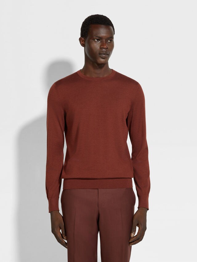 Brick Red Mélange Cashseta Crewneck Product detail photo #3