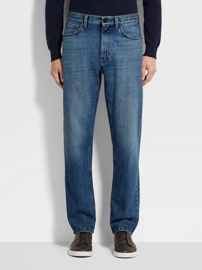 Blue Stone-washed Cotton Roccia Jeans FW25 33688983 | Zegna ROW