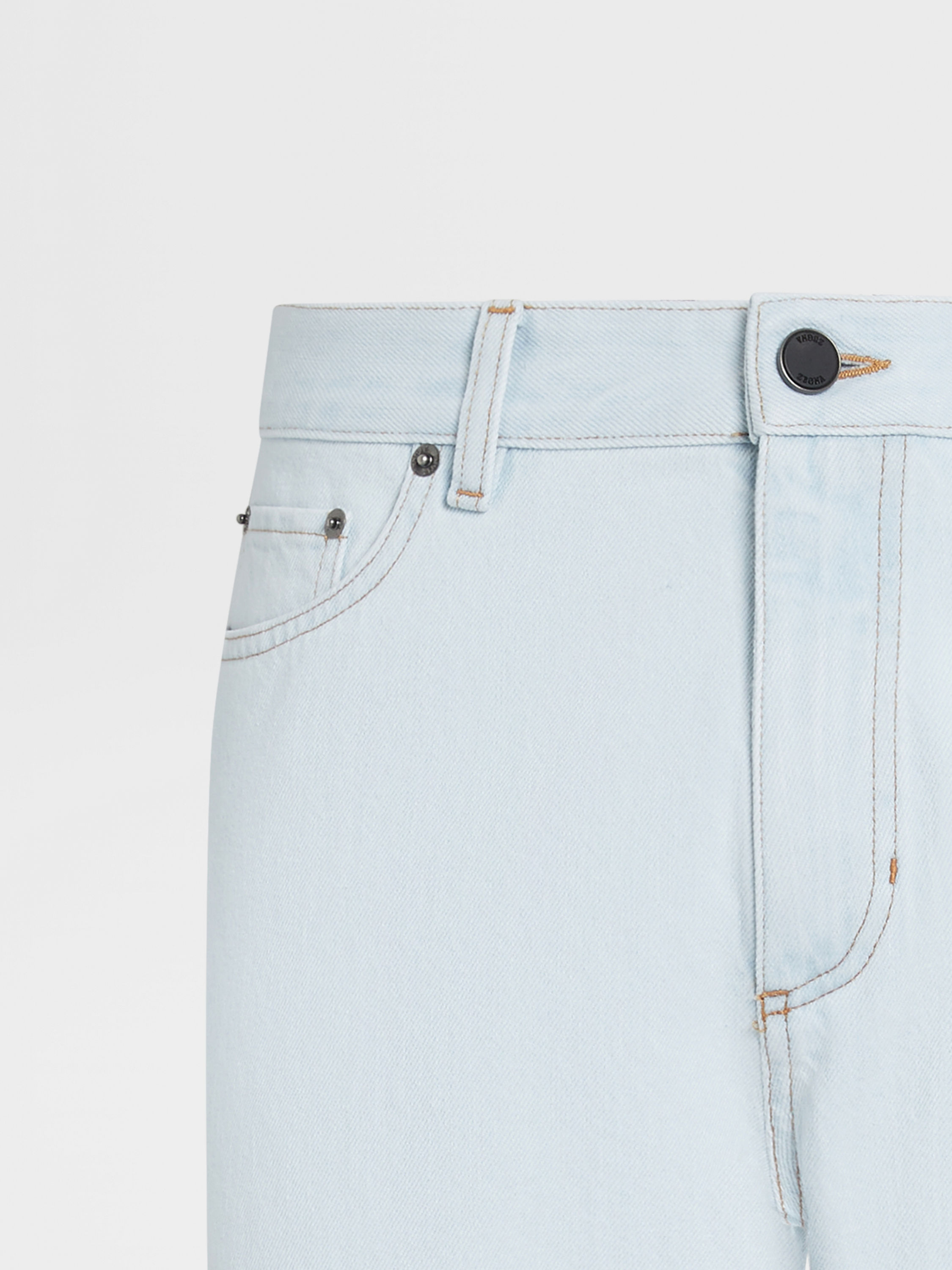 Light Blue Bleached Cotton Roccia Jeans Product detail photo #2