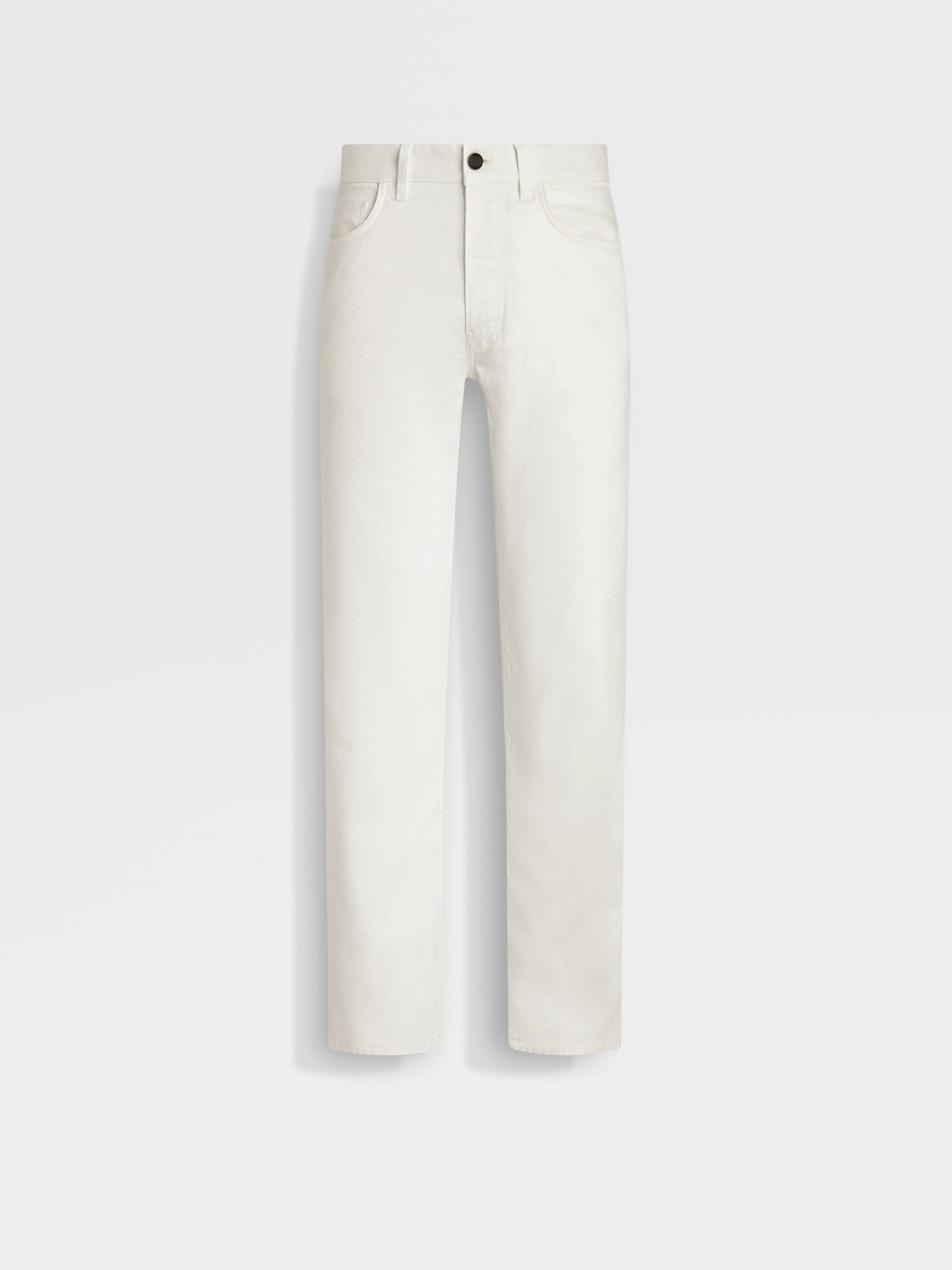 White Stretch Cotton and Linen Roccia Jeans Main product photo