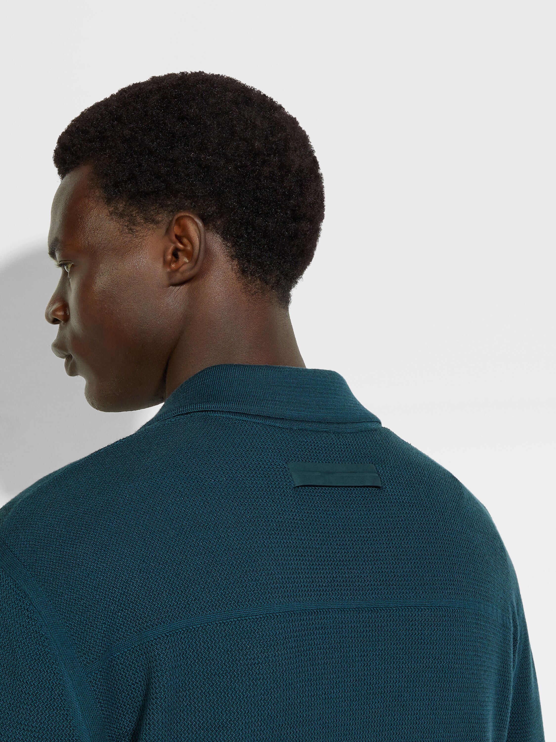 Dark Teal Blue Wool Shirt Product detail photo #1