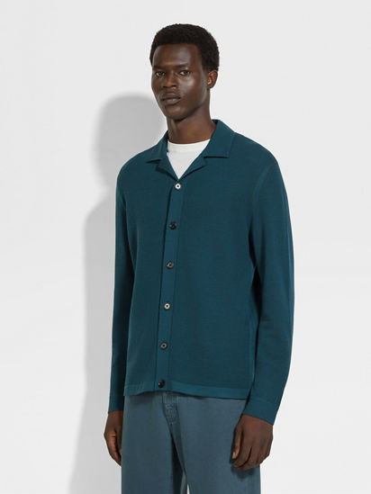 Dark Teal Blue Wool Shirt SS25 33707959 | Zegna RO Dark Teal Blue Wool Shirt SS25 33707959 | Zegna RO