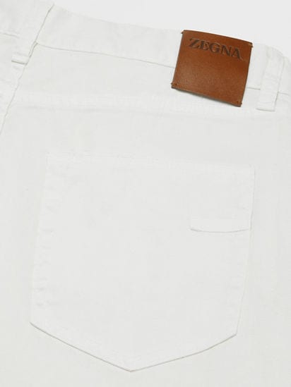 ホワイト ストレッチ リネン&コットン Rocciaジーンズ SS25 ホワイト ストレッチ リネン&コットン Rocciaジーンズ SS25