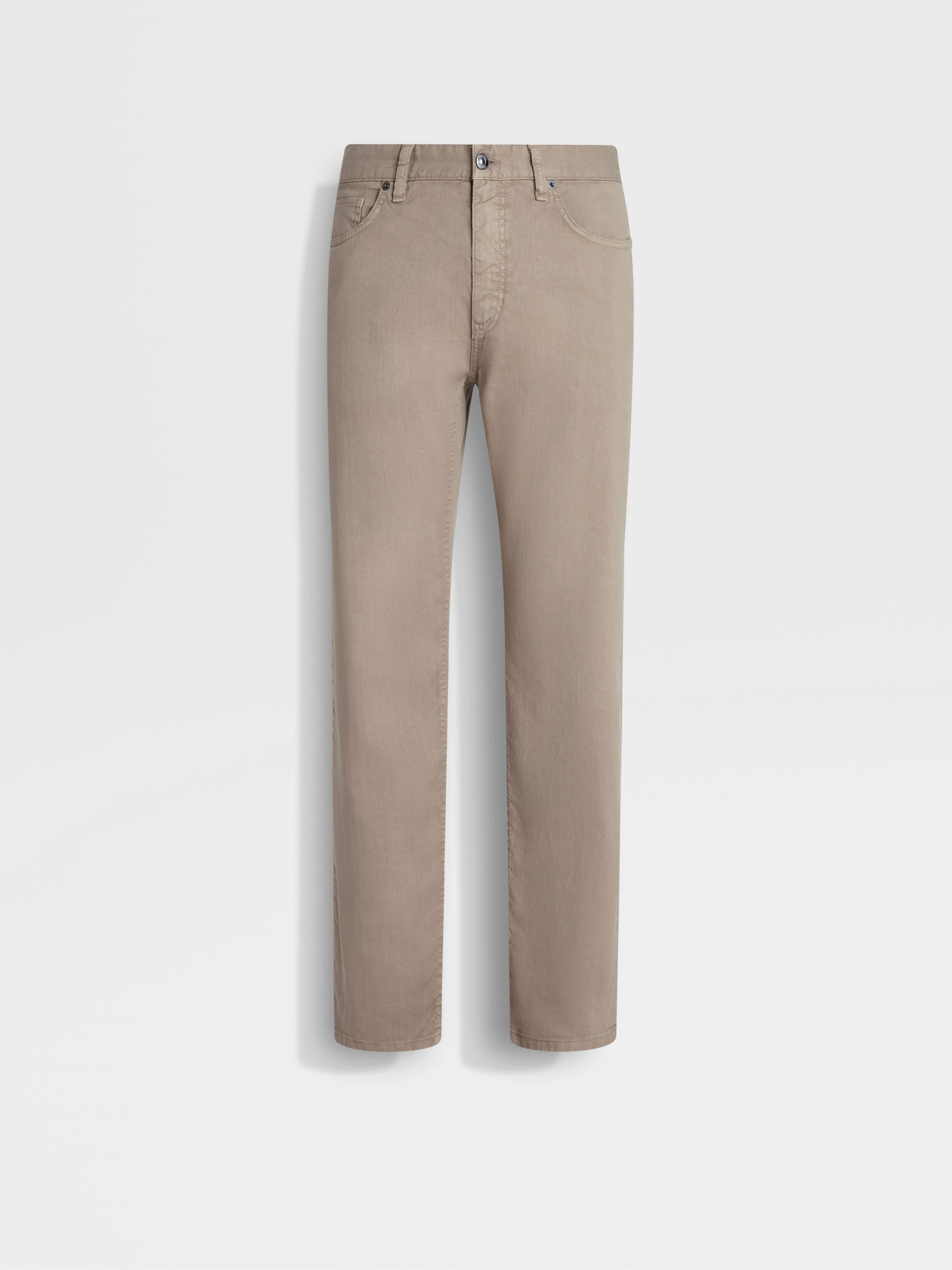 Light Taupe Stretch Linen and Cotton Roccia Jeans SS25 Light Taupe Stretch Linen and Cotton Roccia Jeans SS25