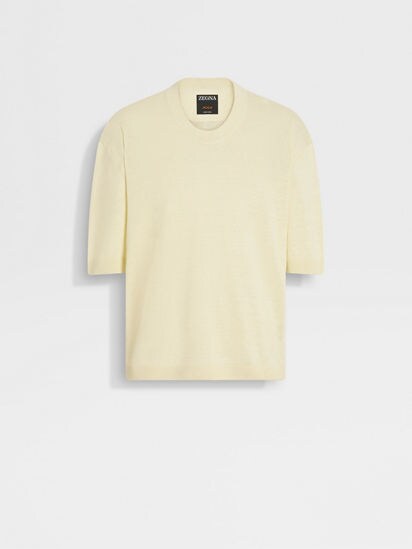 Light Yellow Oasi Lino T-shirt SS25 34740533 | Zegna AT