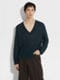 Dark Teal Blue Oasi Lino V-neck Product detail photo #2
