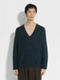 Dark Teal Blue Oasi Lino V-neck Product detail photo #3