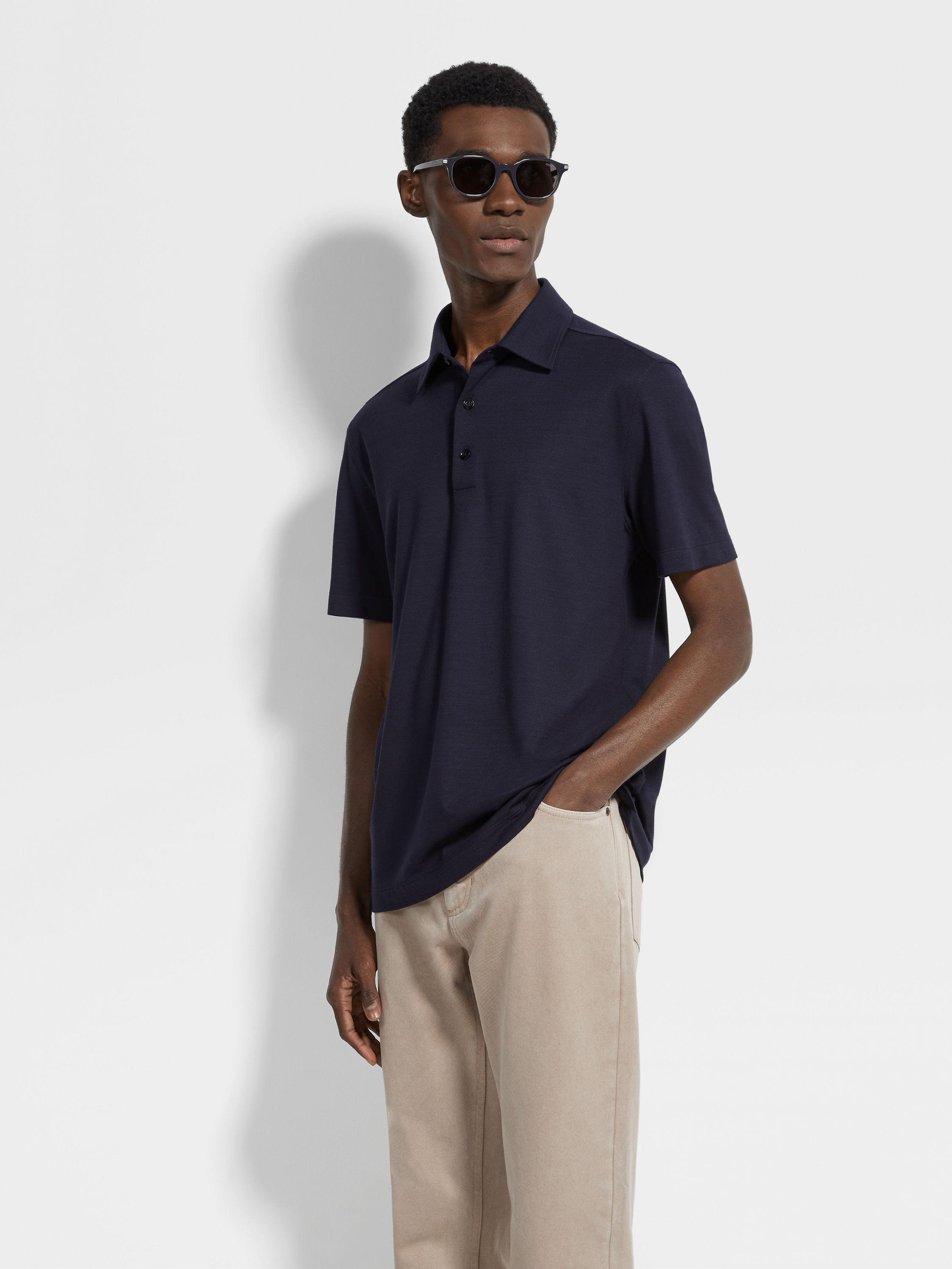 Navy Blue Vellus Aureum Polo Shirt Product detail photo #2