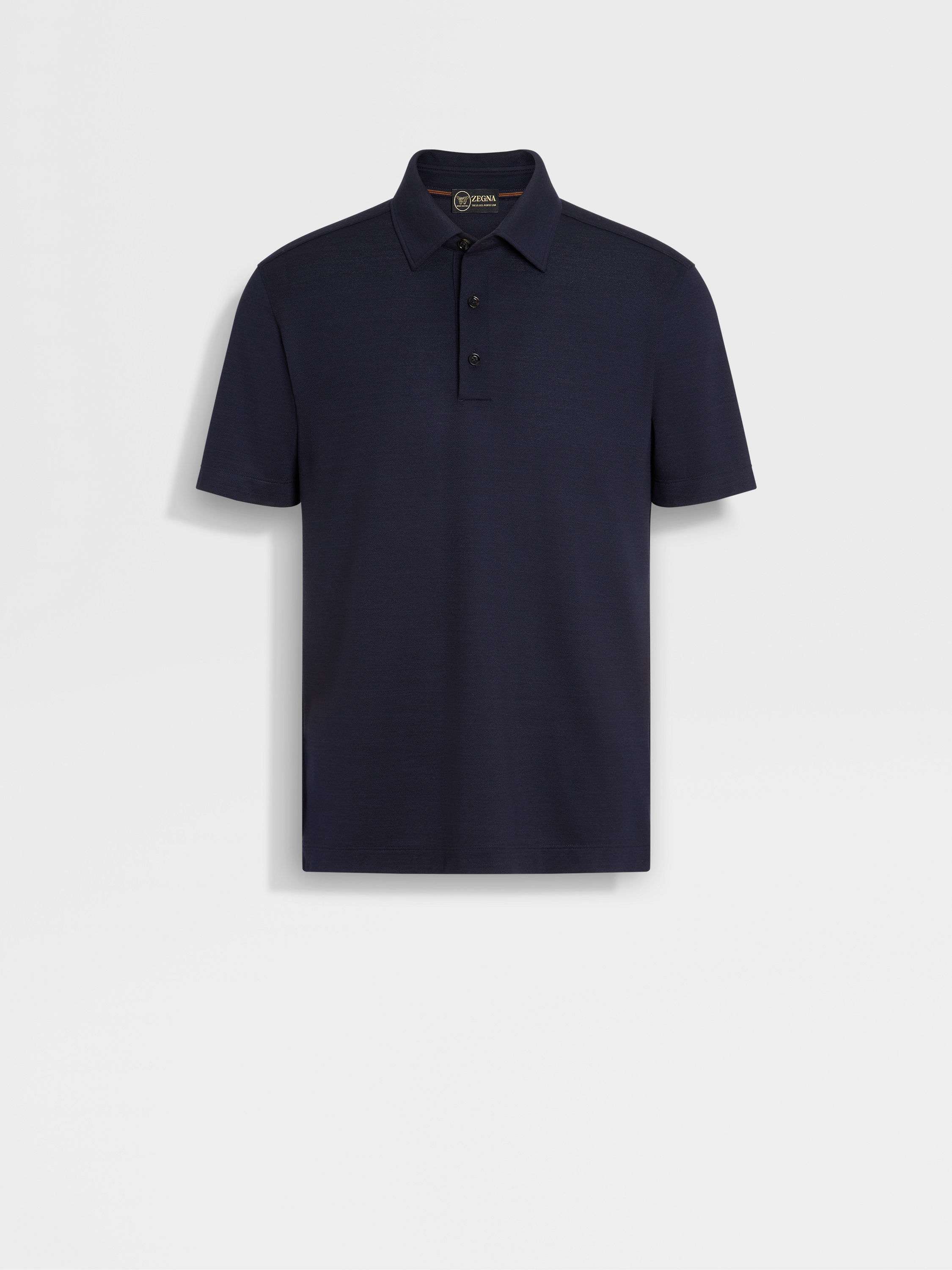 Poloshirt aus Vellus Aureum in Marineblau Hauptproduktfoto