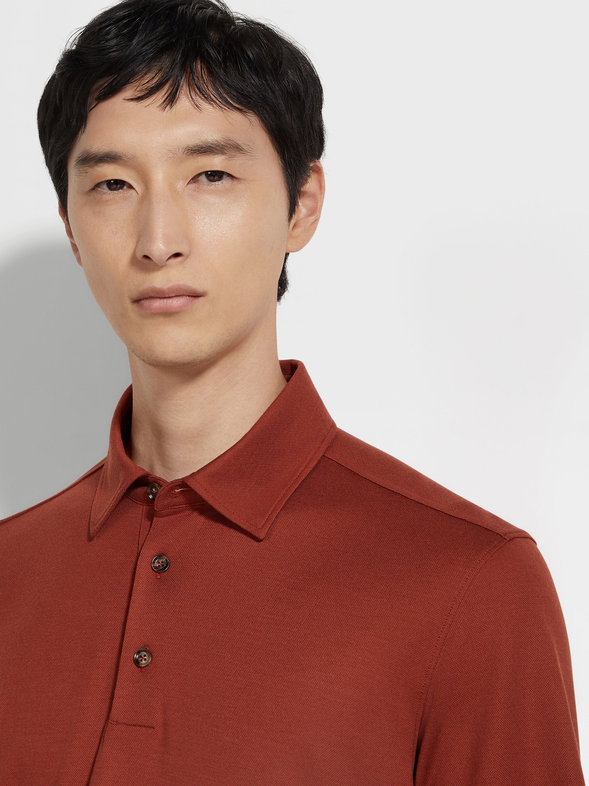 Brick Red Vellus Aureum Polo Shirt Product detail photo #1