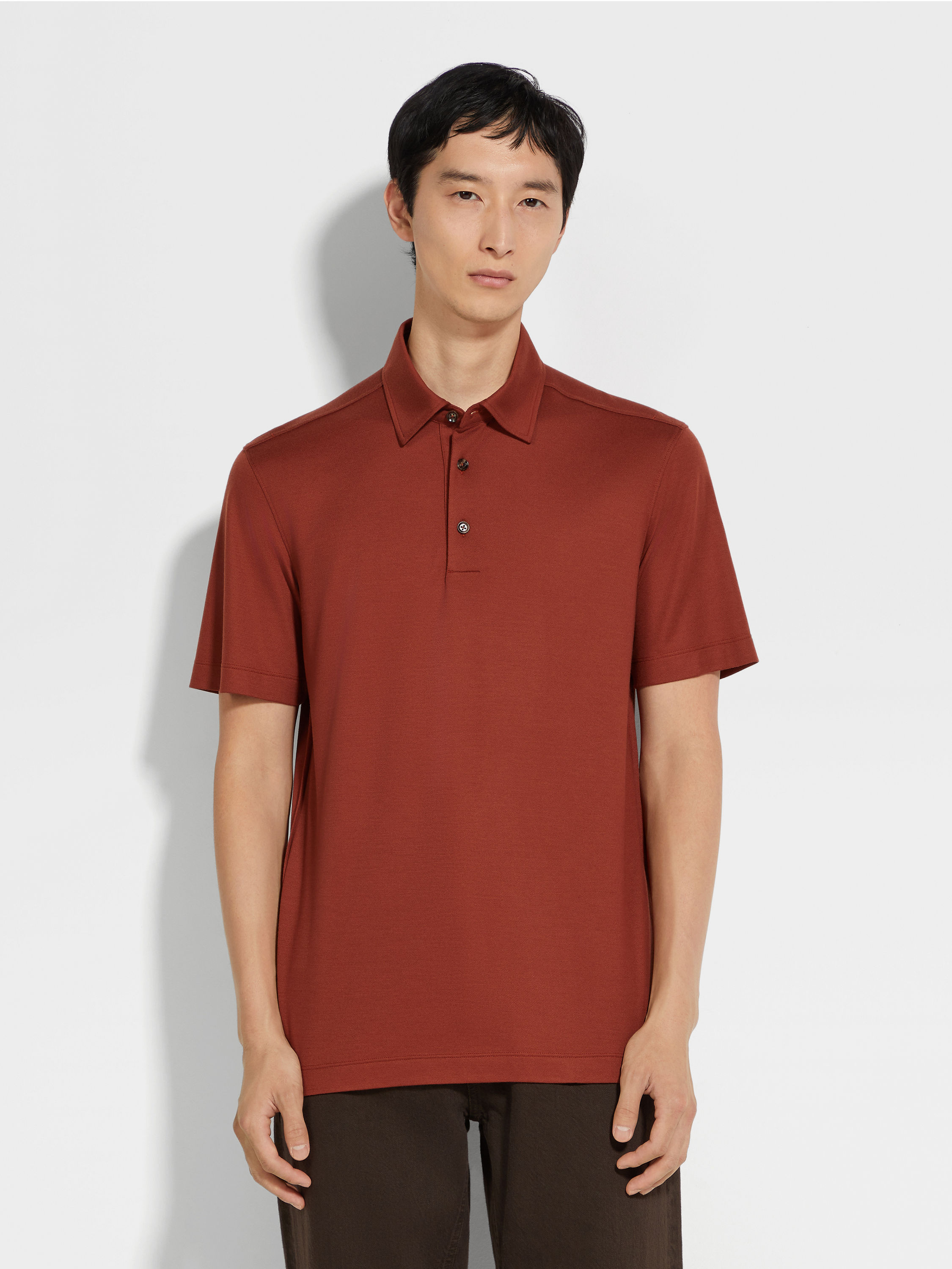 Brick Red Vellus Aureum Polo Shirt Product detail photo #3