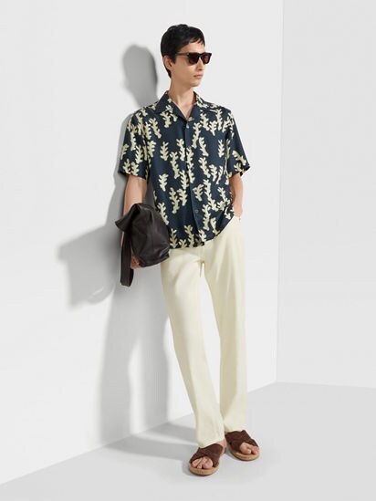 Tシャツ・カットソー ZEGNA SS25 PURE SILK SHIRT (RUFX42A9 SLF5 LIGHT) BROWN Zegna PURE SILK SHIRT (RUFX42A9SLF5) – LOZURI®