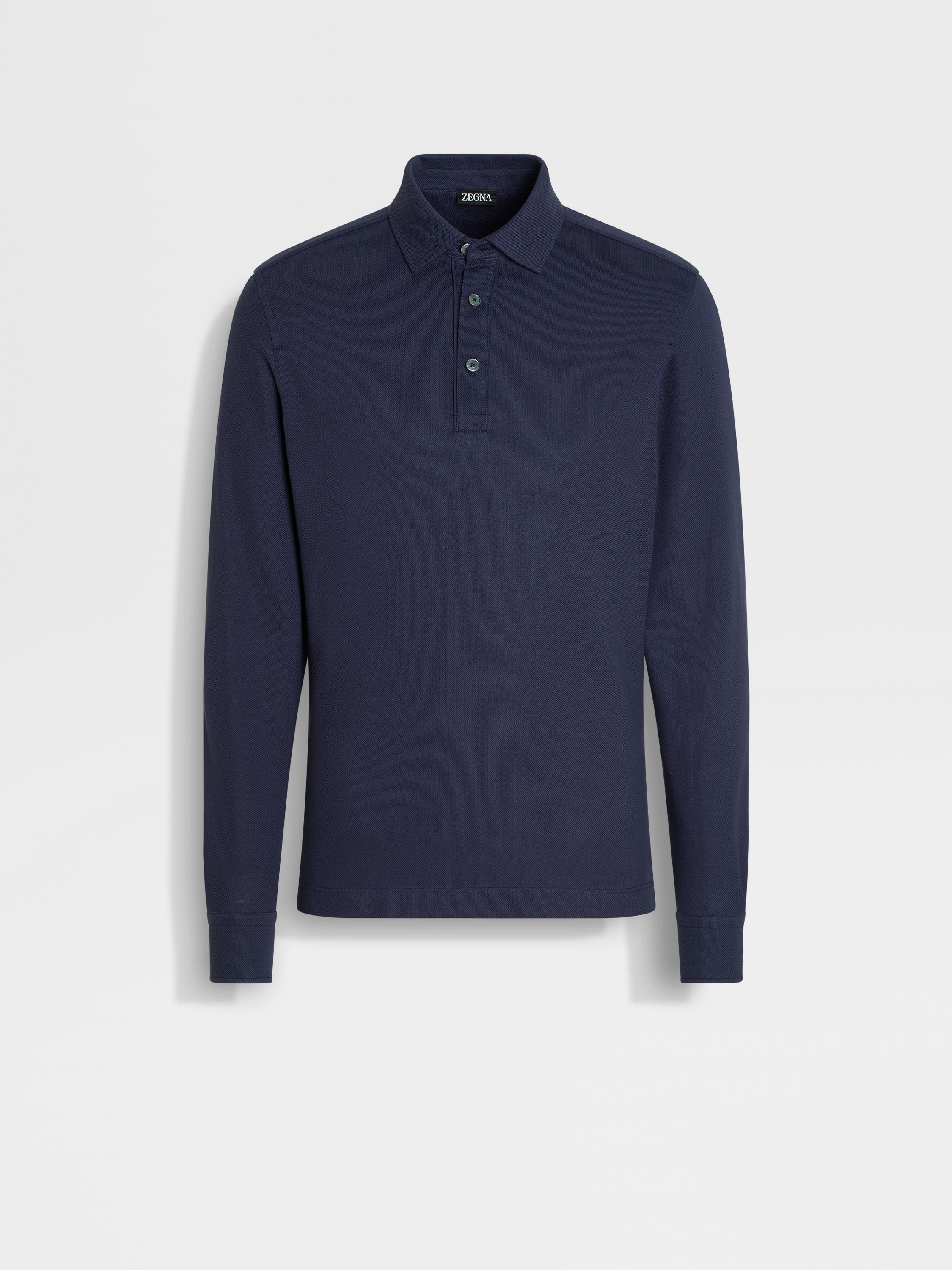 Ink Blue Cotton Piquet Polo Shirt Main product photo