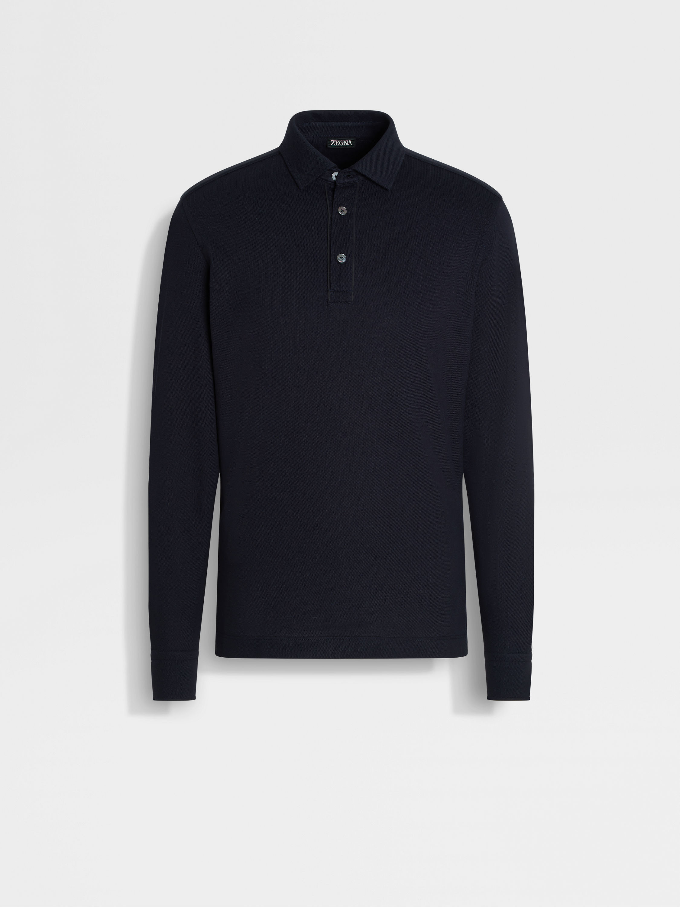 Navy Blue Cotton Piquet Polo Shirt Main product photo