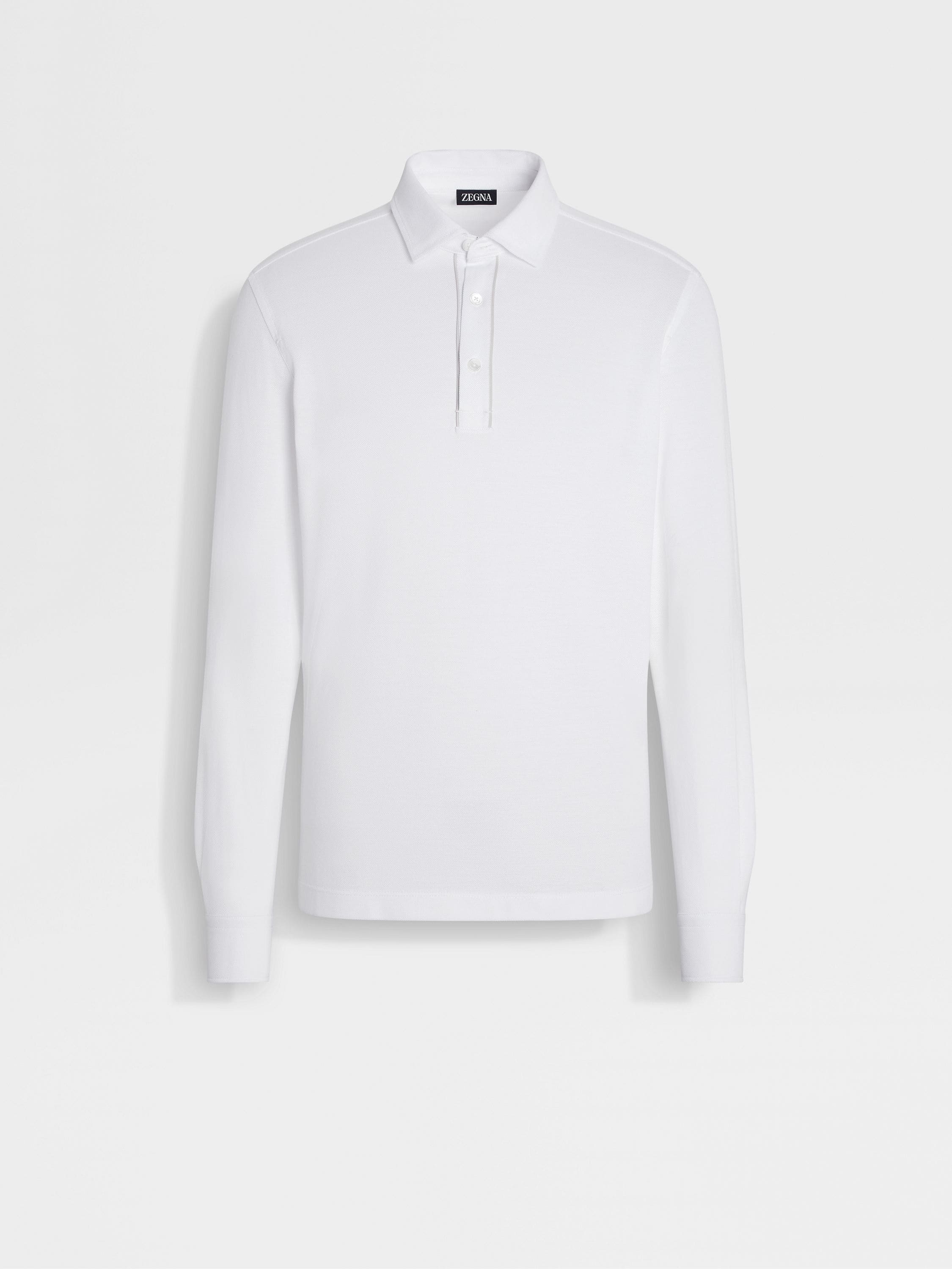 Optical White Cotton Piquet Polo Shirt Main product photo