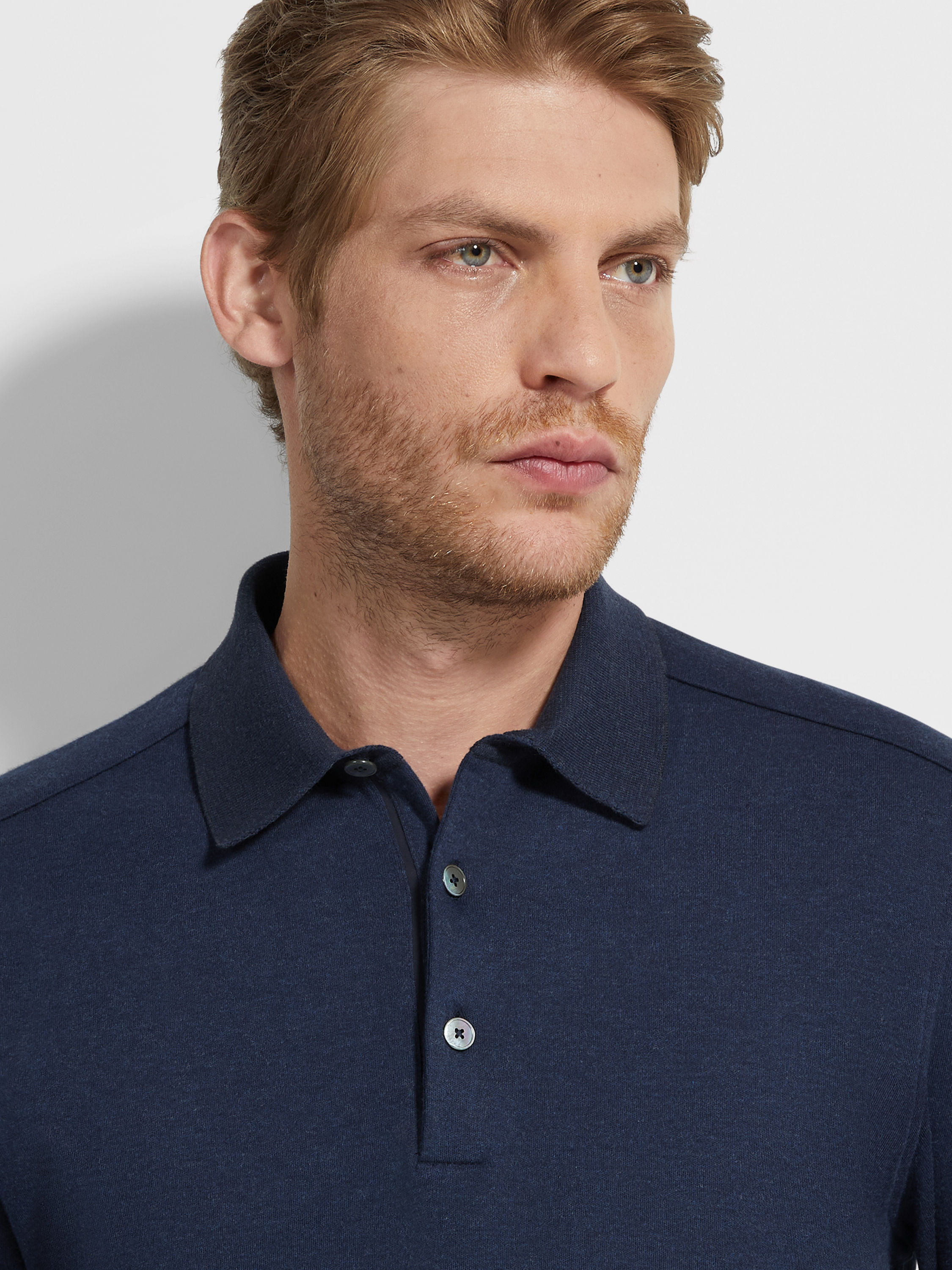 Ink Blue Cotton Polo Shirt Product detail photo #1